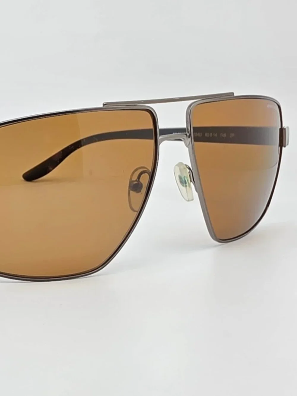 Armani Exchange AX2037S Matte Gunmetal Frame Polarized Brown Aviator Sunglasses